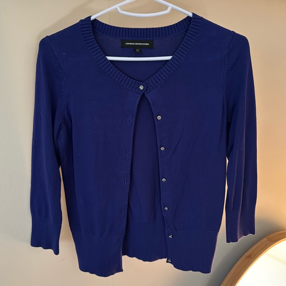 Express design studio. Blue cardigan. Size XS.